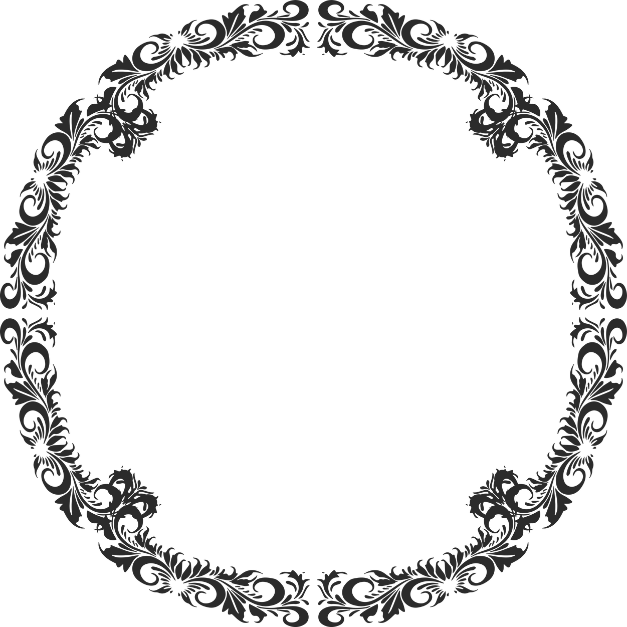 Vintage Frames Floral Round Ornate Black